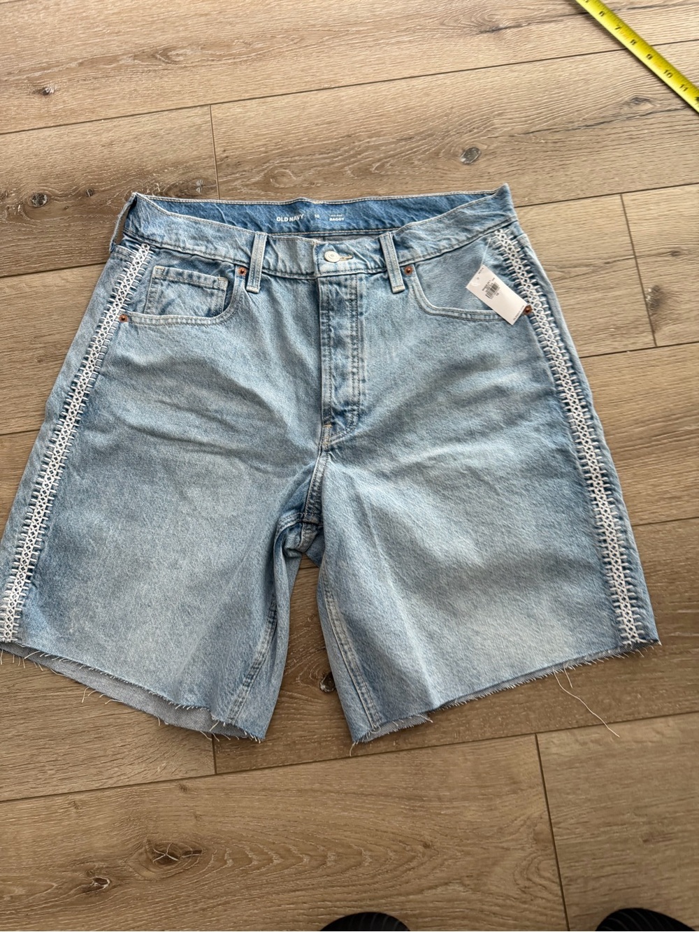 Old Navy Light Blue Denim Shorts with Crochet Side Trim